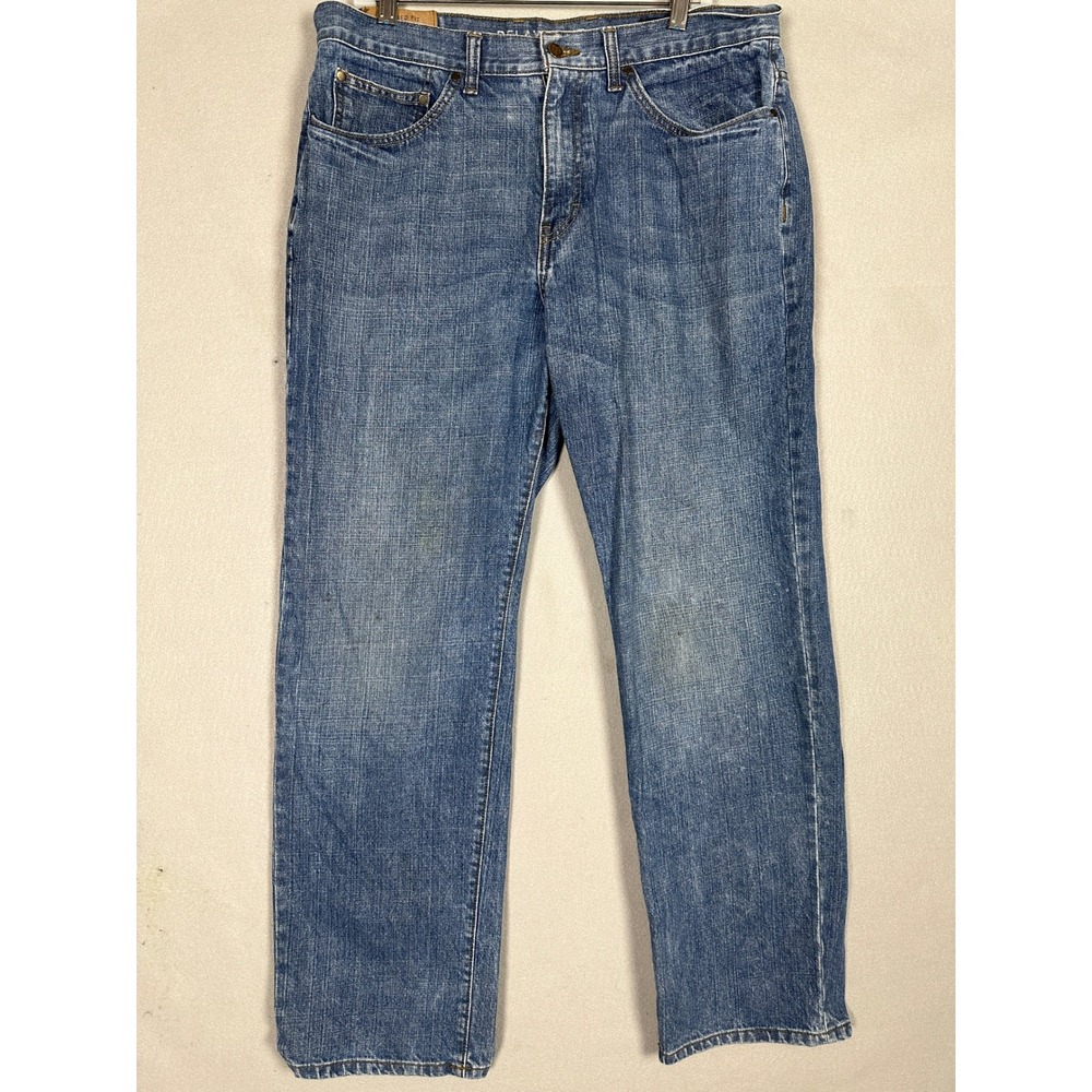 Chaps Jeans Mens 36X32 Relaxed Fit Blue Distressed Straight Leg Casual Denim EUC